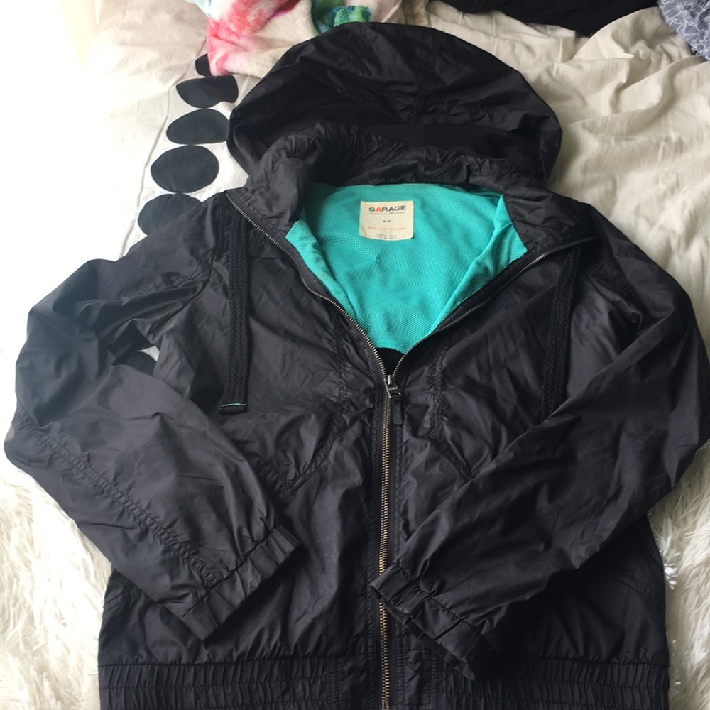 Black windbreaker